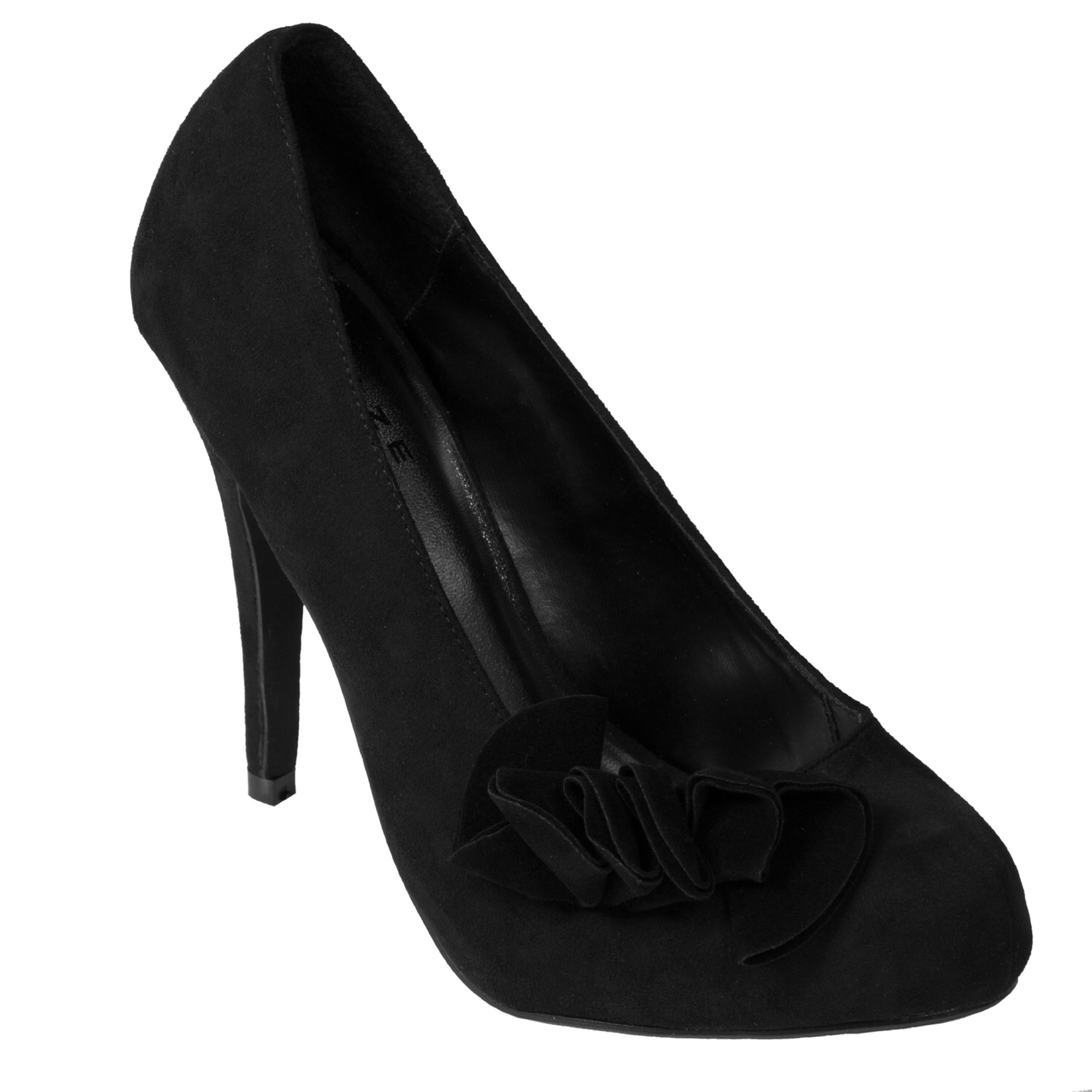 Womens Ruffle Detail Faux Suede Platform Stiletto Black
