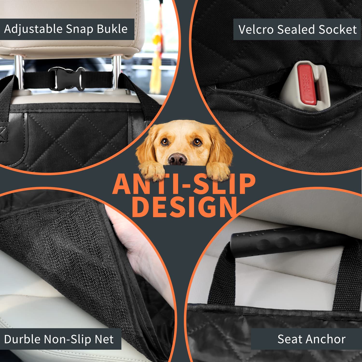 IVY&LANE Hunde-Autositzbezug, Sitzbezüge für Rücksitz, umwandelbarer 4-in-1 wasserdichter Vordersitzbezug, robuster und kratzfester Autositzbezug für SUVs, LKWs und Limousinen