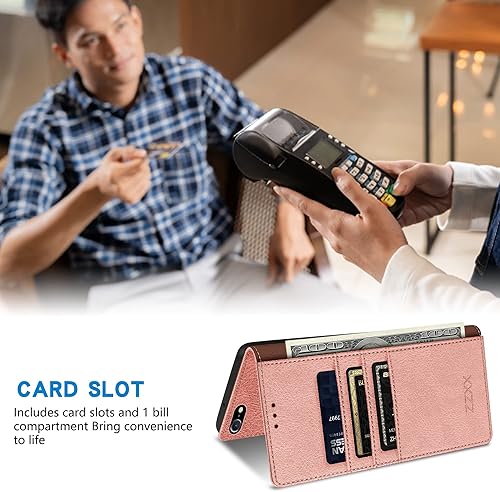 Miniatura 4 de ZZXX Funda tipo cartera para iPhone SE 2022 (2020)iPhone 7iPhone 8 con bloqueo RFID, soporte de ranura para tarjetas, funda protectora de cuero