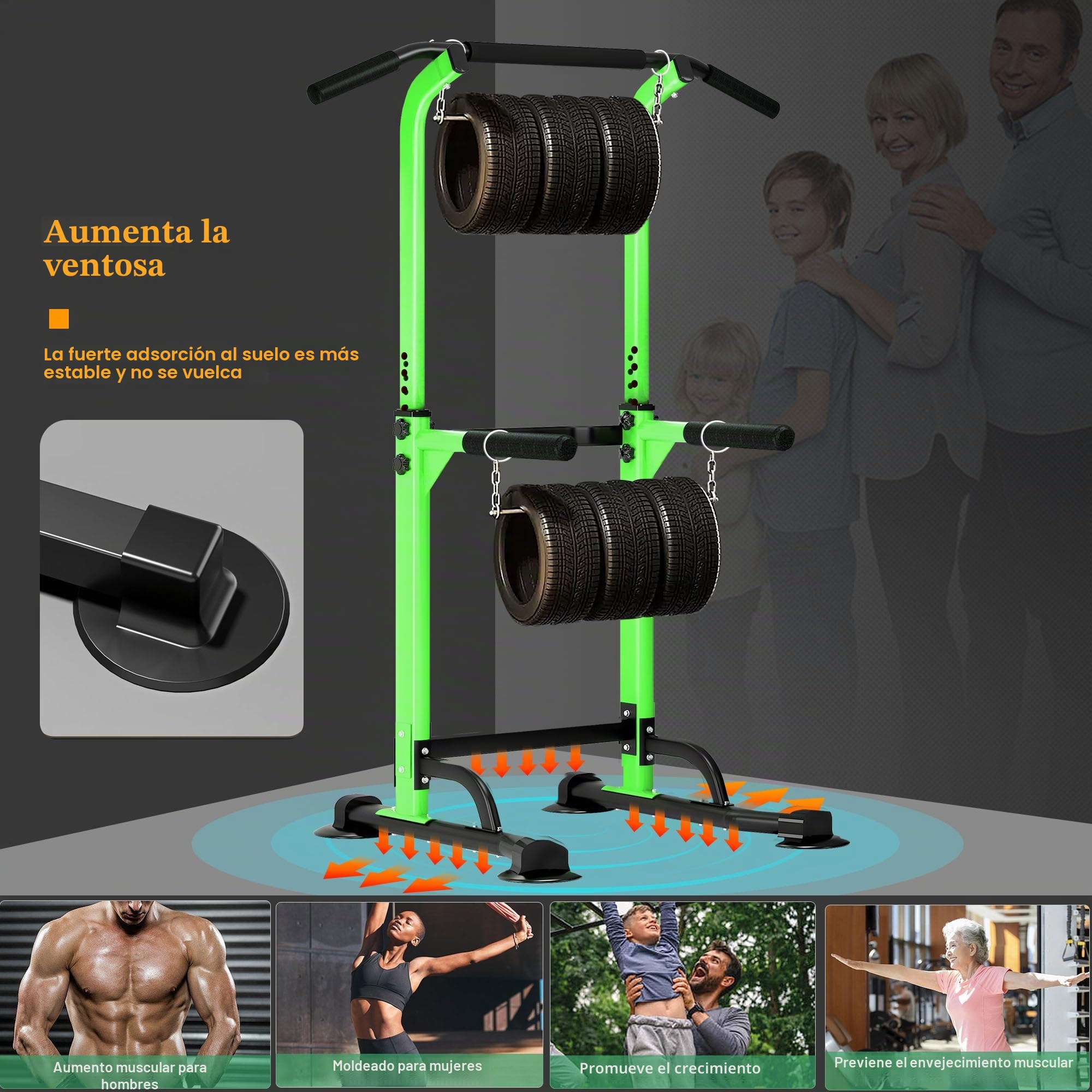 SogesPower Torre de Potencia, Power Tower, con Barra de Dominadas para Gimnasio en Casa, con Altura Ajustable, Equipo de Entrenamiento de Fuerza