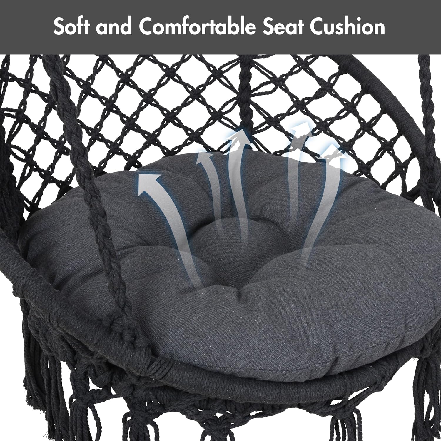 ANOW Hammock Swing with Stand Included, Outdoor Hanging Swing Chair with Stand and Removable Seat Cushion, Max 400 Lbs, Dark Grey 5 81RX IpAvpL. AC SL1500