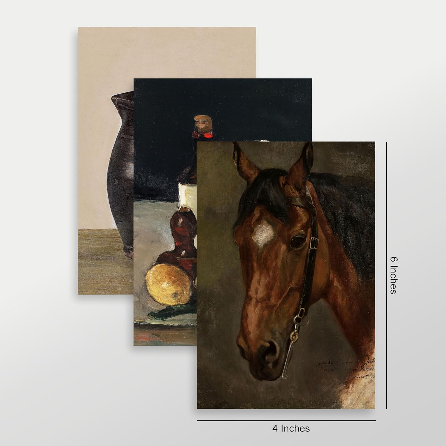 Equestrian Mega Collage 50 Piece Set - 50 Vintage Style 4x6 inch Art Prints - Horse, Landscape, Still Life Prints for Home Decor - Antique Artwork Farmhouse Country Boho Wall Art - 4x6 Inches Each