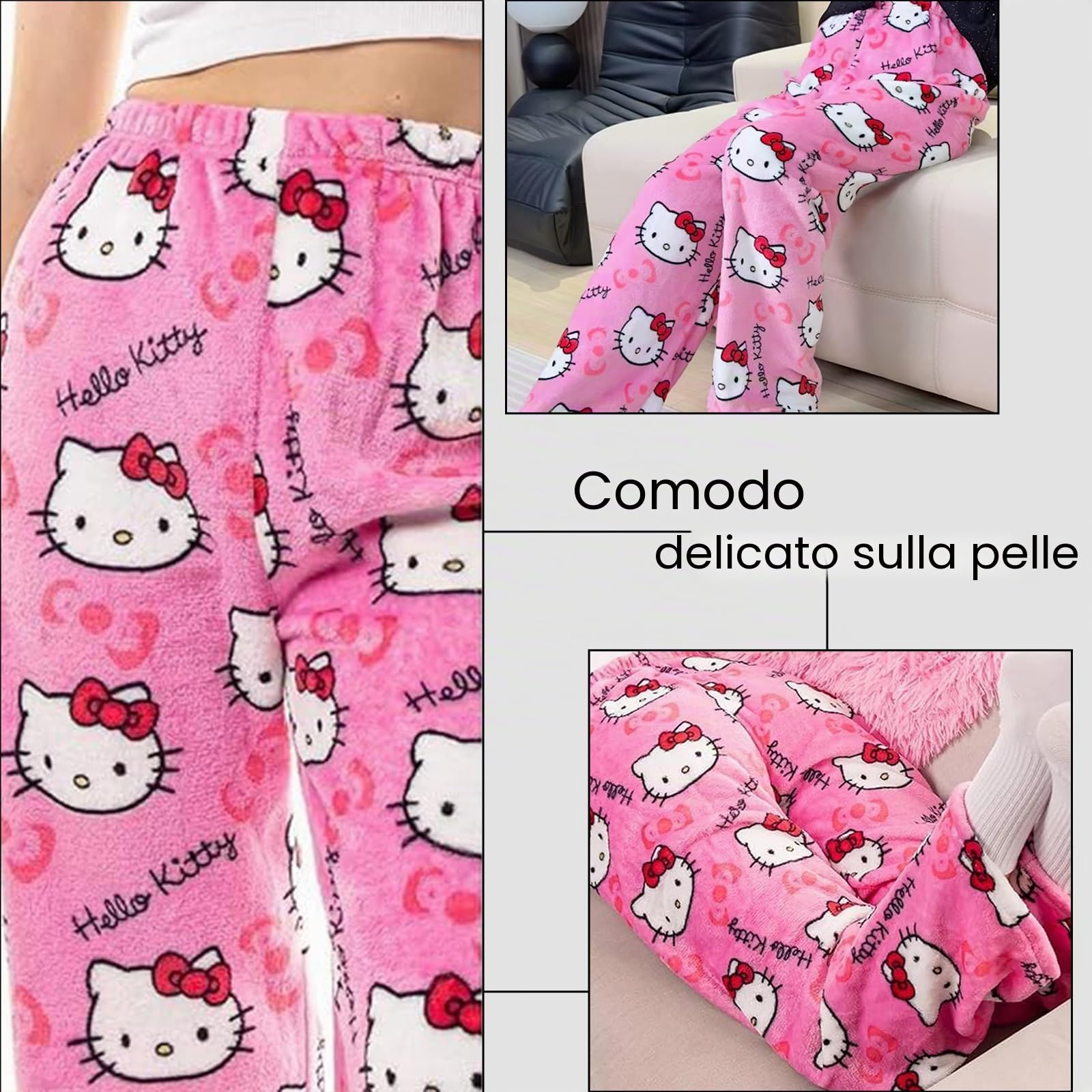 Pigiama da donna, in flanella, morbido, Kawaii, pigiama, da donna, con anime, casual, autunno/inverno