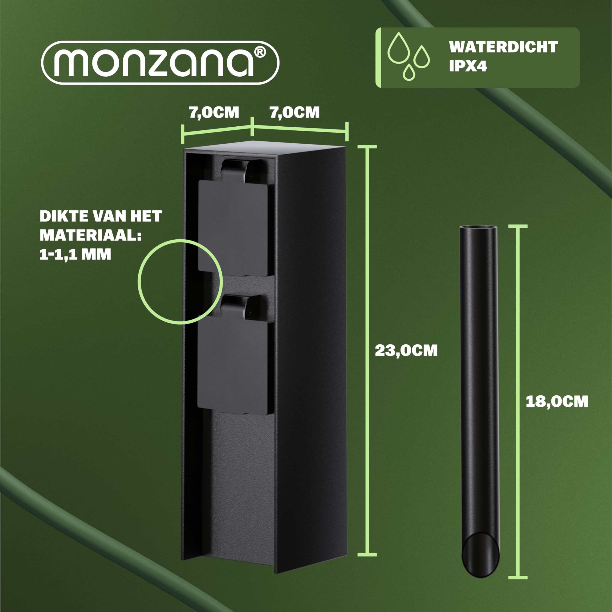 Monzana Stekkerdoos 4voudig - IP44 Metaal & Spike - Zwart