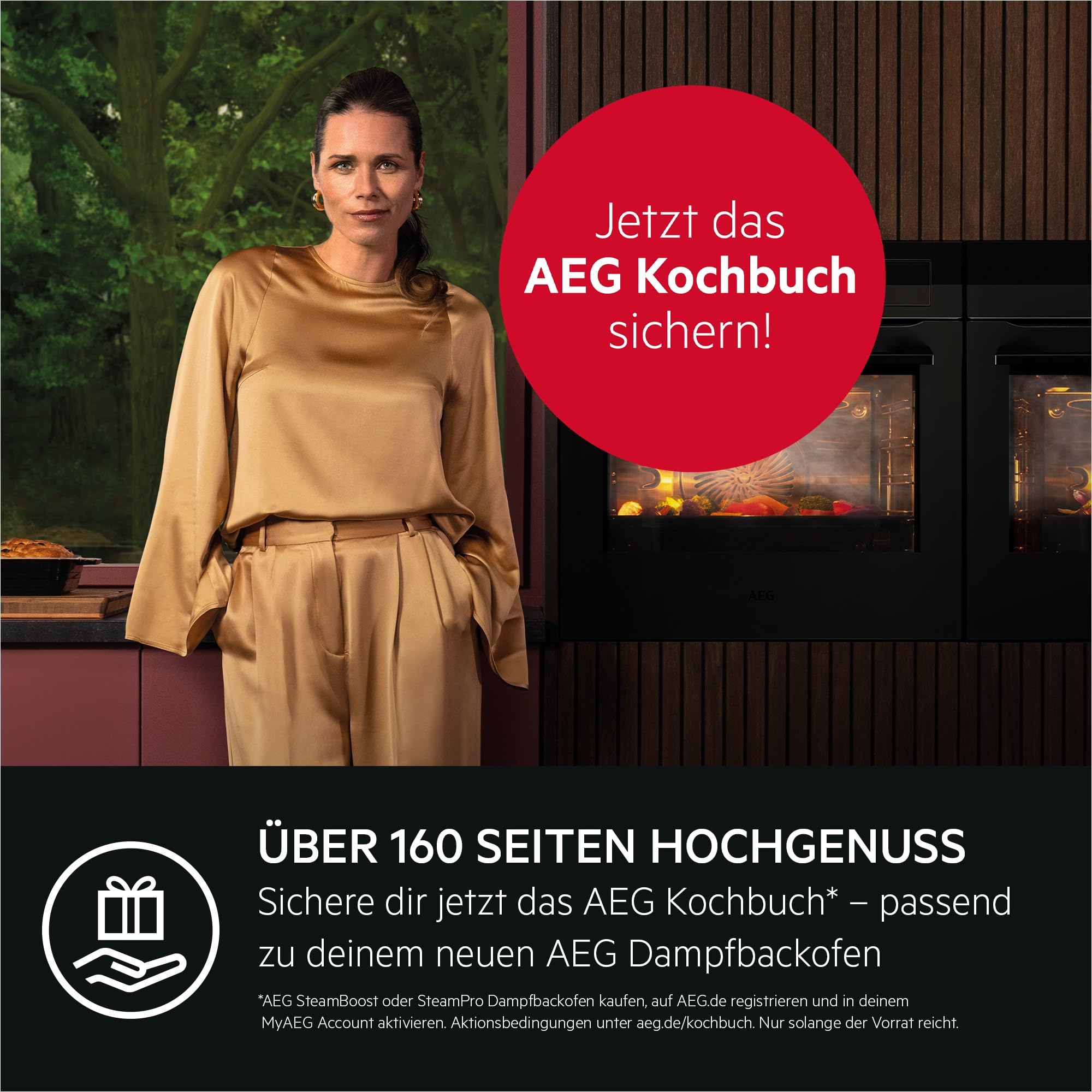 AEG BSE78228BM Dampf-Backofen/Serie 8000 Dampfgaren: 100% Dampf mit automatischem Assistenten/TFT-Full-Touch-Farbdisplay/Dampfreinigung/Kerntemperatursensor/Made in Germany/Schwarz