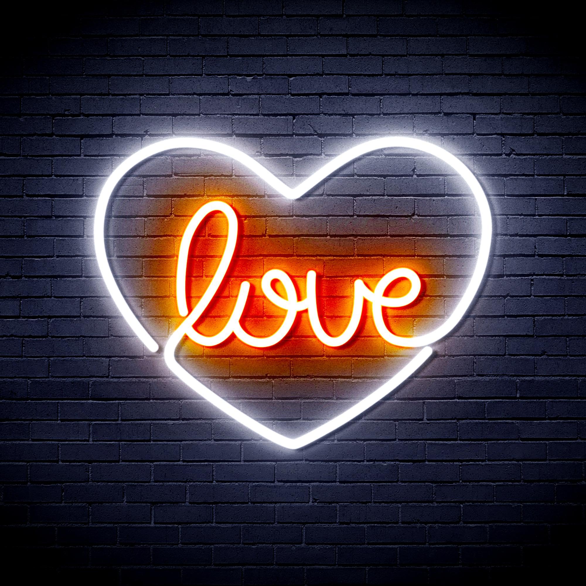 ADVPRO Love in The Heart Flex Silicone LED Neon Sign - White & Orange - st16s66-fnu0049-wo โ image 1