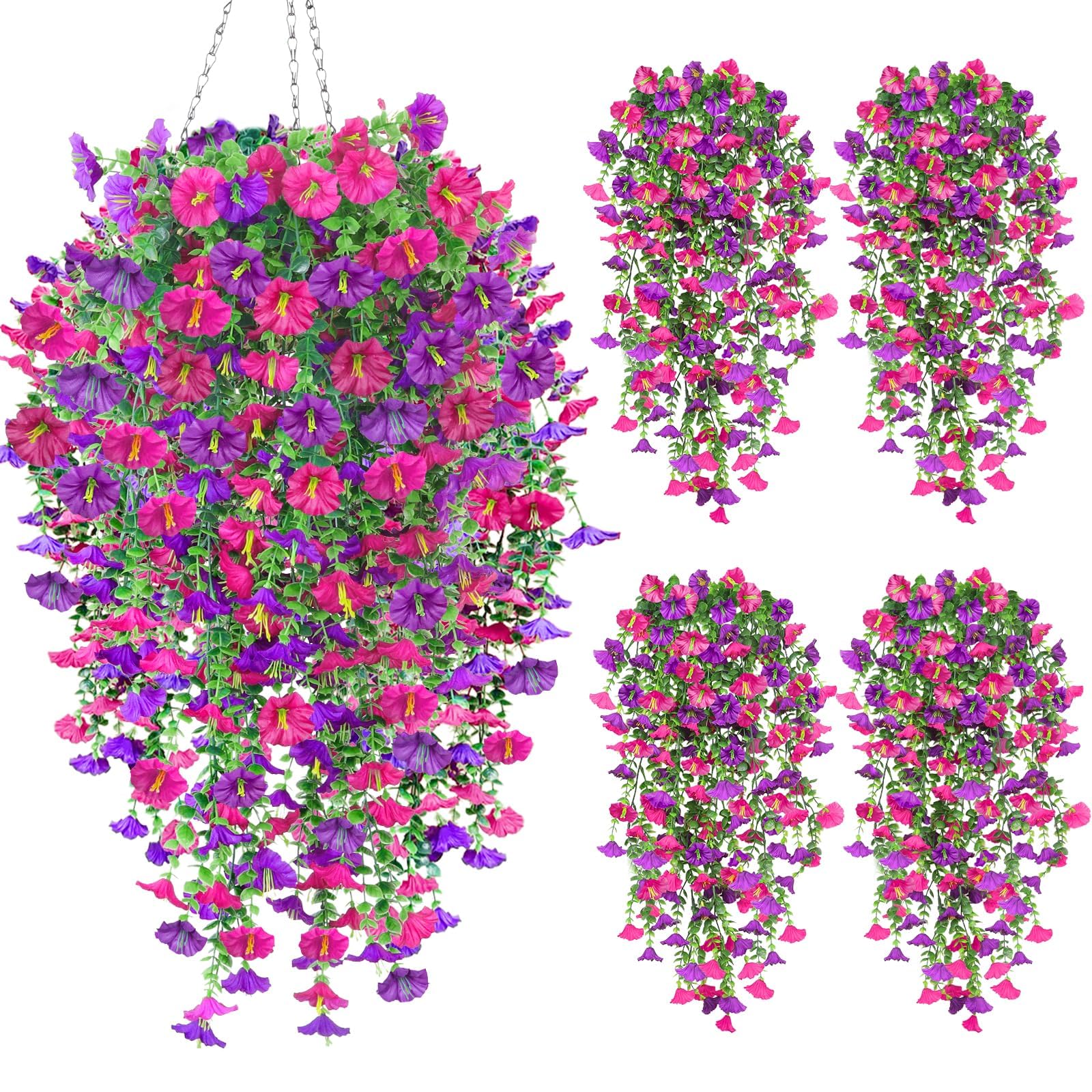 Grandeal 4PCS Artificial Hanging Flowers for Outdoors