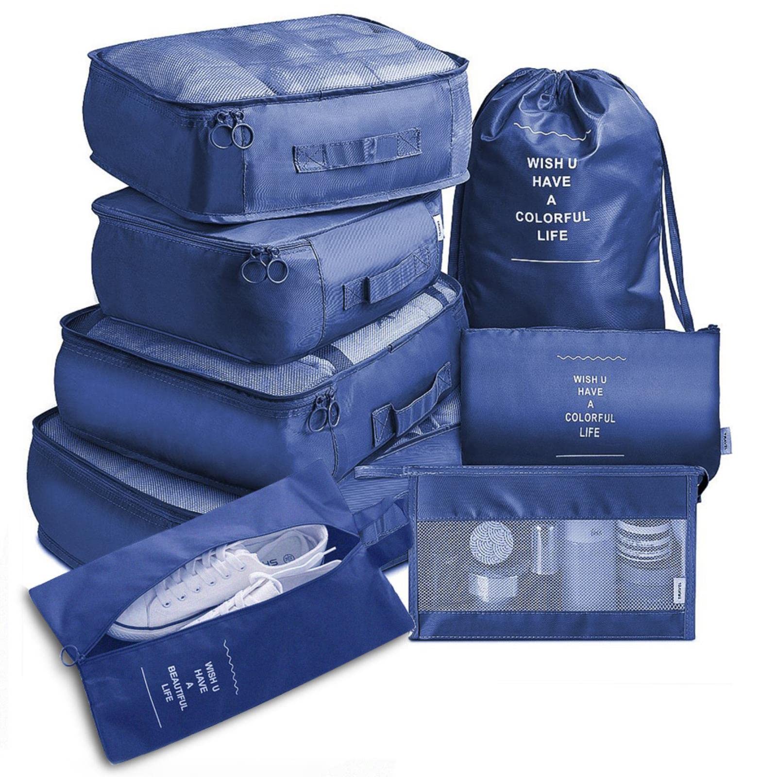 8 szt. Zestaw organizator podróży torby do przechowywania zestaw do pakowania walizek etui do przechowywania przenośny bagaż ubrania buty schludne etui torba-6 szt. różowa wiśnia