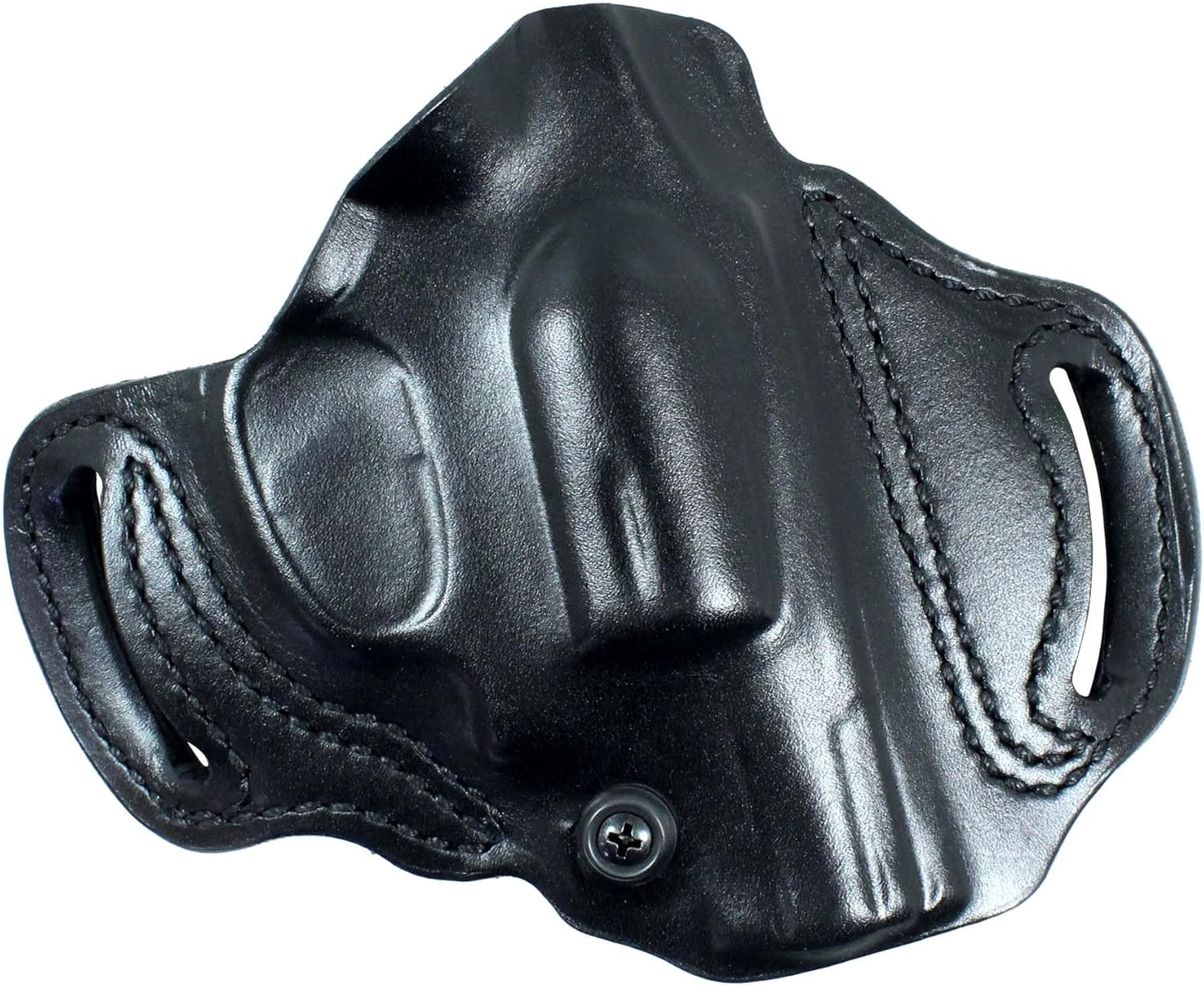 DeSantis Roscoe Cross Draw OWB Holster - Leather Belt Slide Holster OWB, Compatible with the S&W J-FRAME 2" - Right Hand Cross Draw, Black