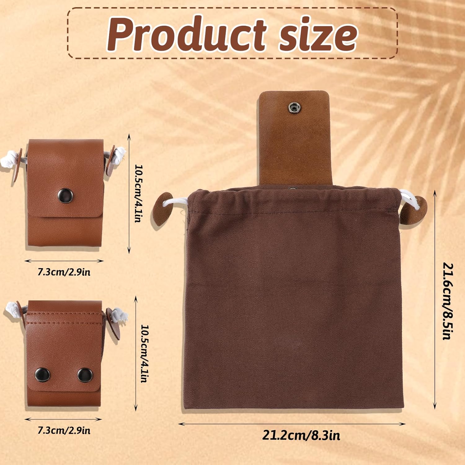 Waxed Canvas Foraging Bag, Outdoor Foraging Bag for Hiking Collecting Mushroom Hunting Bags Leather Belt Pouch with Drawstring Foldable Canvas Belt Bags - Image 6