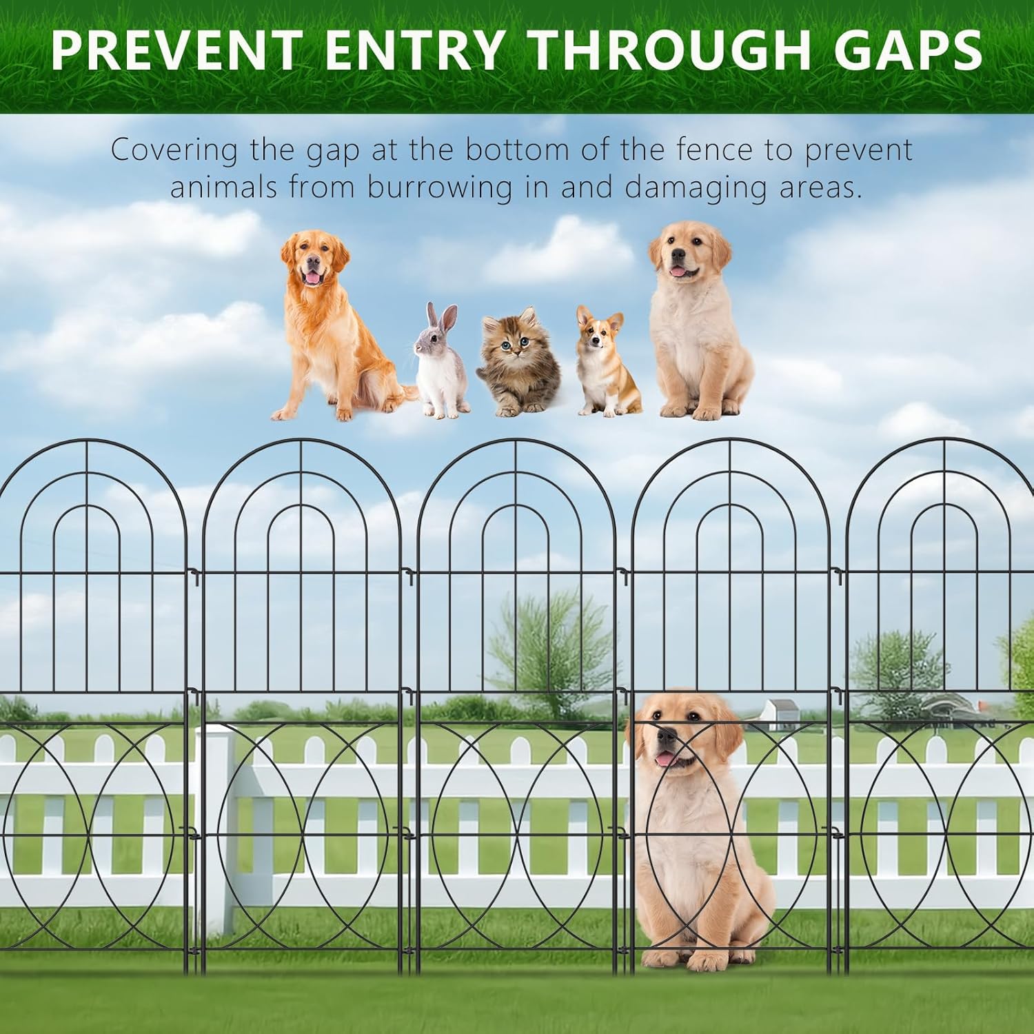 Decorative Garden Fence, No Dig Rustproof Metal Wire Fencing Border Animal Barrier, Flower Edging for Landscape Patio Yard Outdoor Decor… (XK-12PACK)