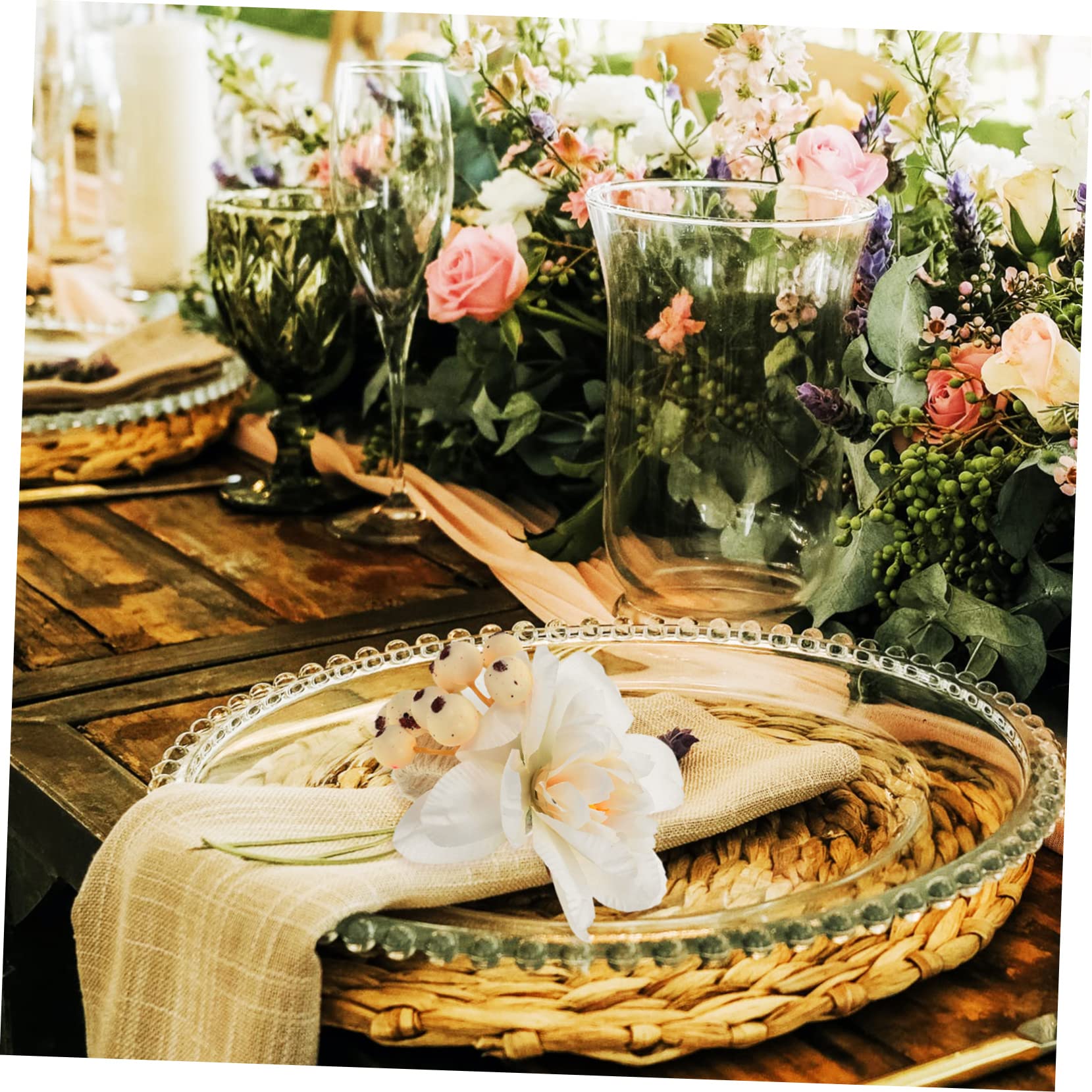 IMIKEYA 5 Juegos Servilletero Decoraciones De Boda para Ceremonia Anillo De Servilleta De Flores Decoração Casa Decoración Casa Anillo De Servilleta De Mesa De Comedor Beige 6 Piezas * 5