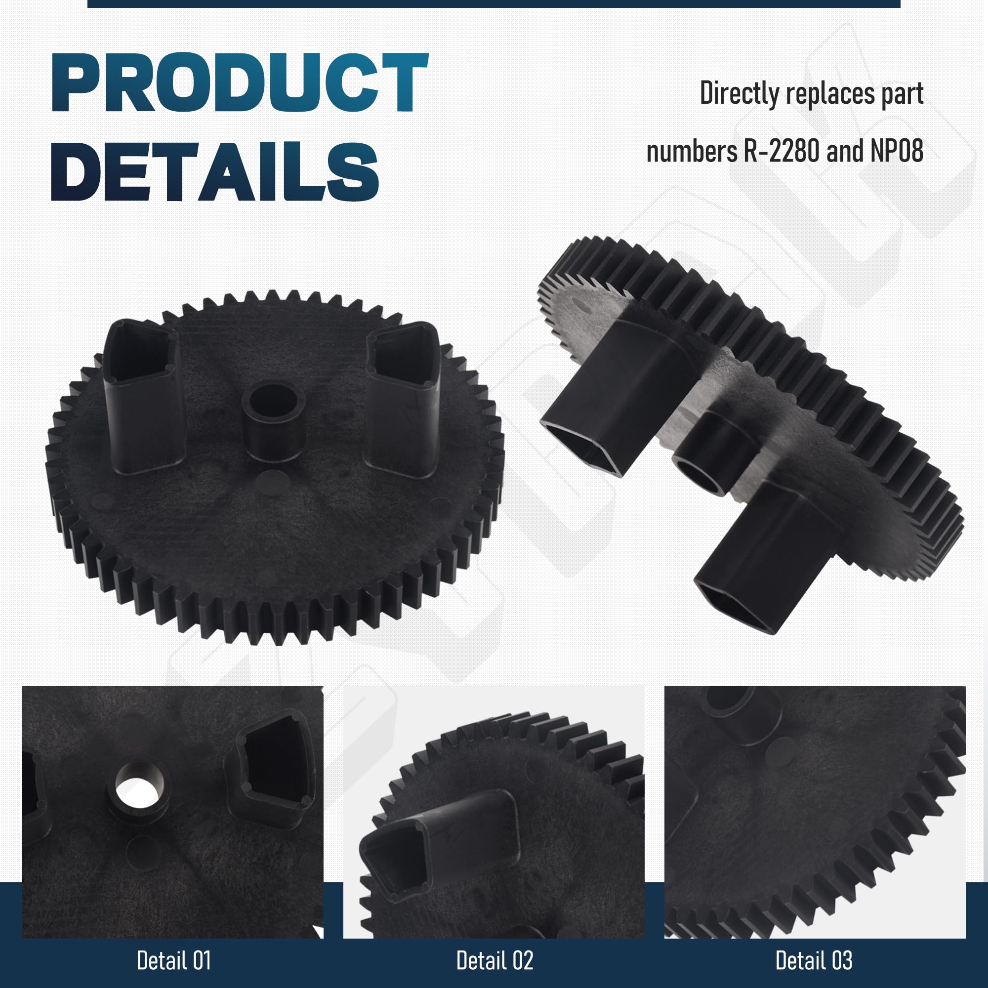 Engranajes de barrendero de césped R-2280 NP08 de 42 Pulgadas compatibles con John Deere/Brinly-Hardy STS-42 y STS-426, 60 Engranajes de Dientes