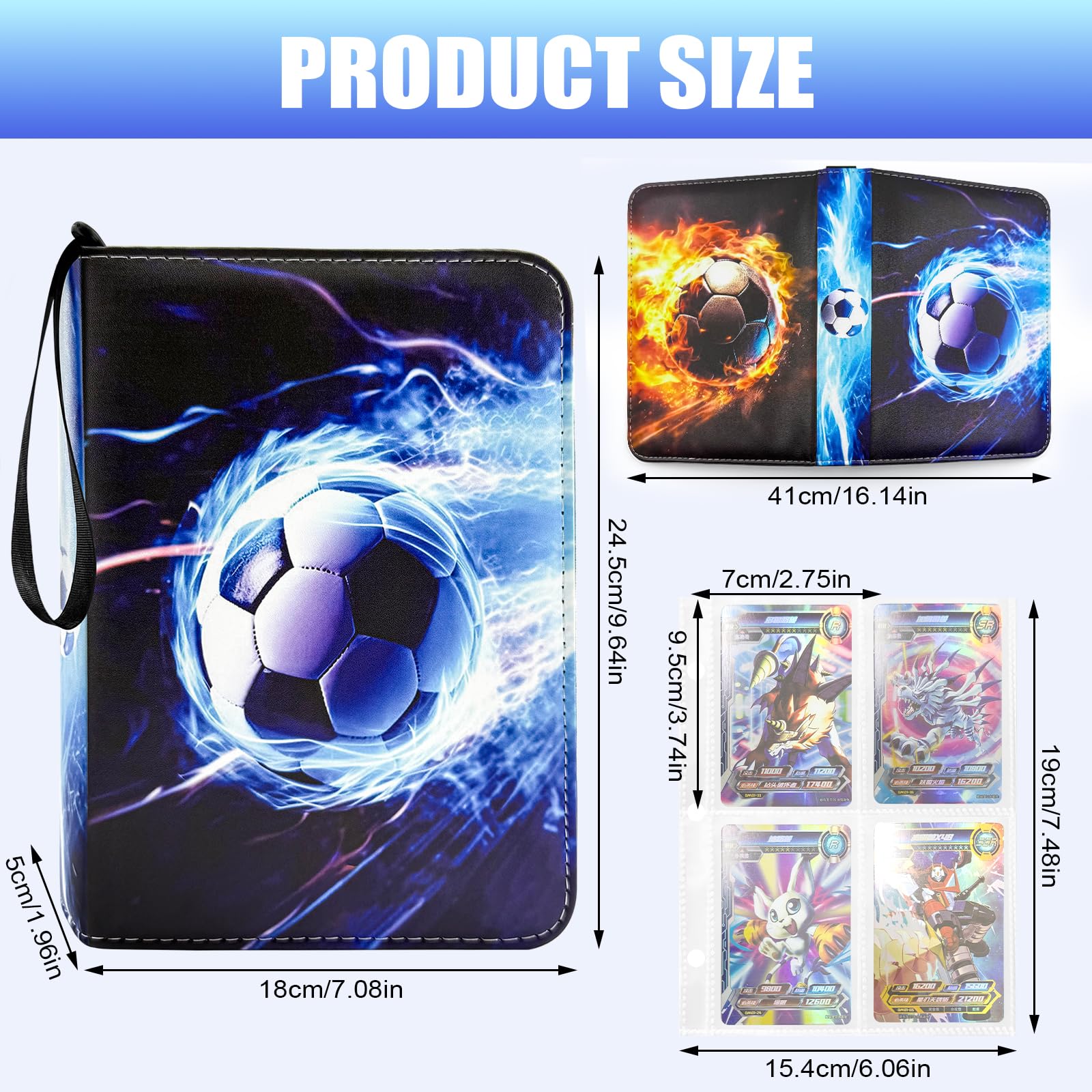 Football Card Holder PU Waterproof,Card Collection Folder for 400 Cards - Image 2