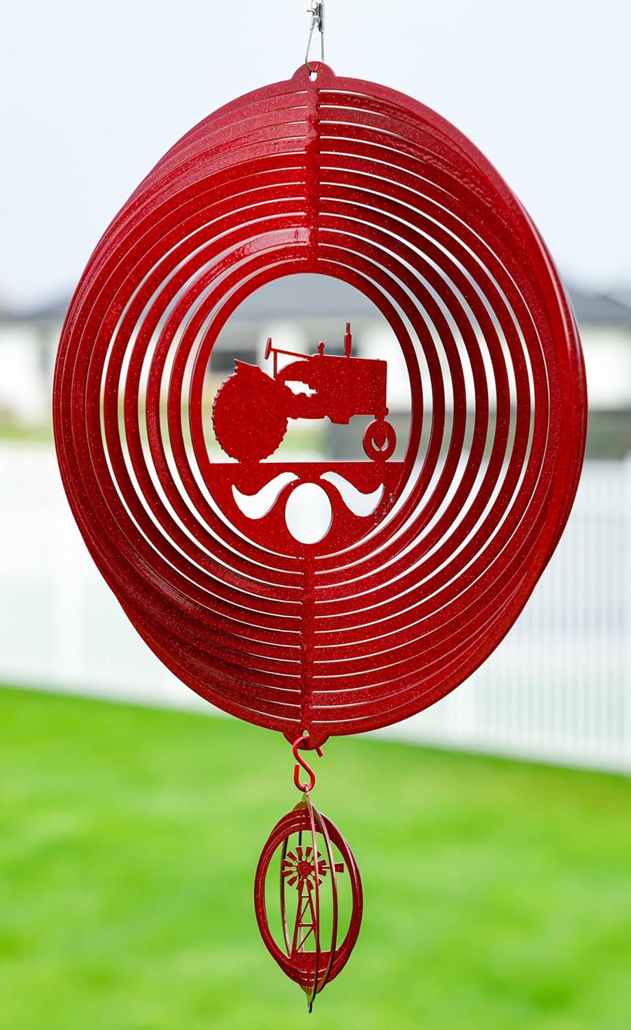 SWEN Products Tractor Circle Swirly Metal Wind Spinner