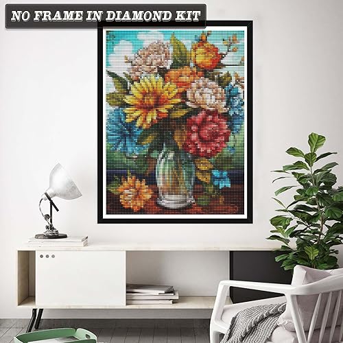 Miniatura 4 de Wergund - Juego de pintura de diamantes para plantas de adultos, bordado de diamantes de imitación de cristal de taladro completo, punto de cruz,