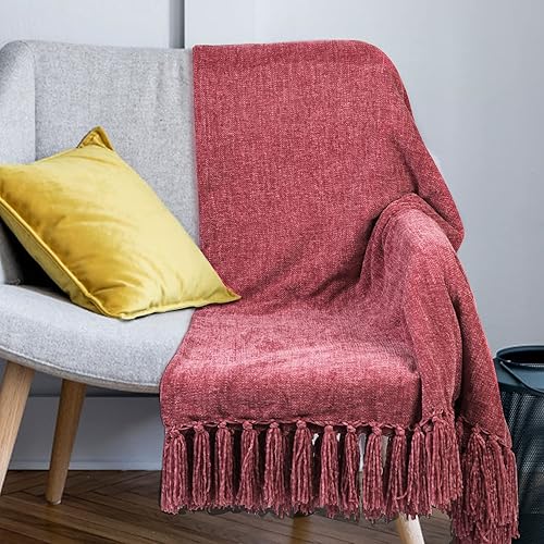 Vhorate Manta para sofá, cama, silla, manta de felpilla suave y acogedora con borla, apta para todas las estaciones, para mujeres, hombres y niños,