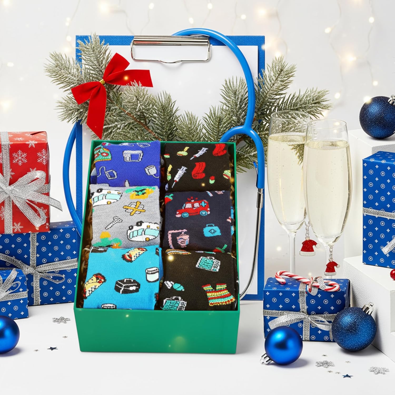 Ramede 6 Pair EMS Week Gift EMT Sock for Men Women Nacho Average Emt Driver Sock Ambulance Paramedics Accessories Funny EMS Dispatcher Week Gift - Image 3