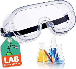 NoCry Protective Non-Vented Safety Lab Goggles with Anti-Fog Coating, Clear Scratch-Resistant Lenses, Universal OTG Fit, an Adjustable Headband, ANSI Z87.1 Rating, and UV Protection