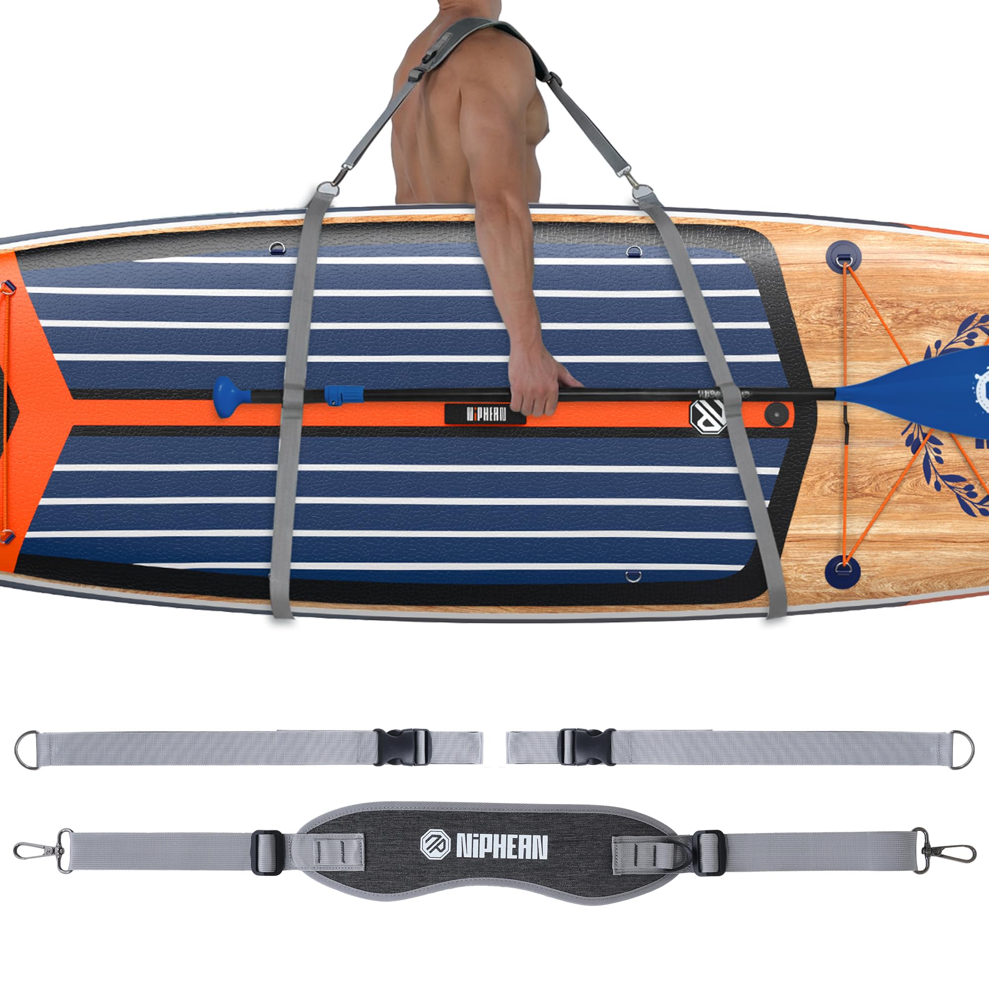 niphean Laccio Tavola SUP, Accessori SUP per Tavola SUP Gonfiabile，SUP Tracolla Regolabile a Mani Libere per Tavola da SUP，Tracolla per Il Trasporto della Tavola da Surf con Tracolla Imbottita