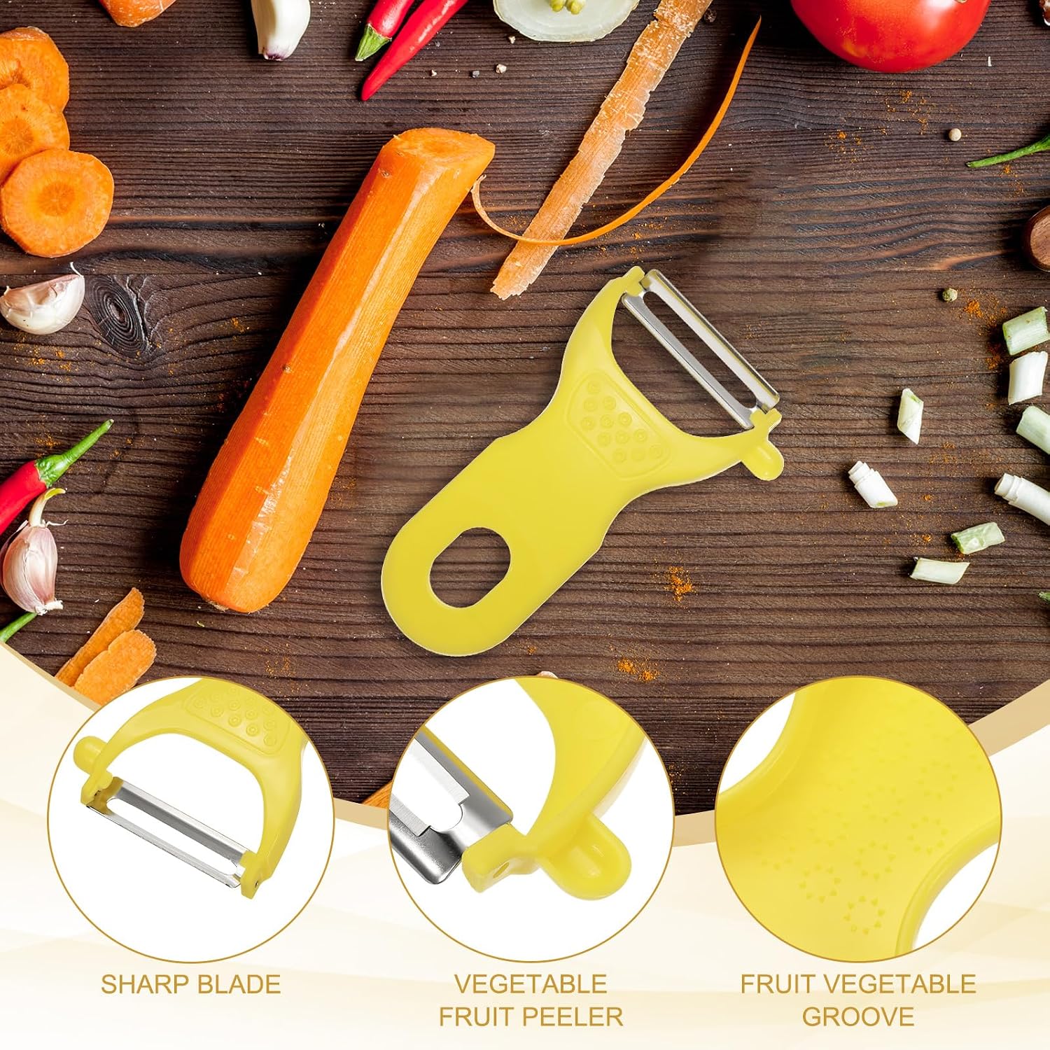 uxcell Vegetable Peeler Set, 4.5 Inch Stainless Steel Potato Peeler for Apple Fruits Carrot Yellow image 3