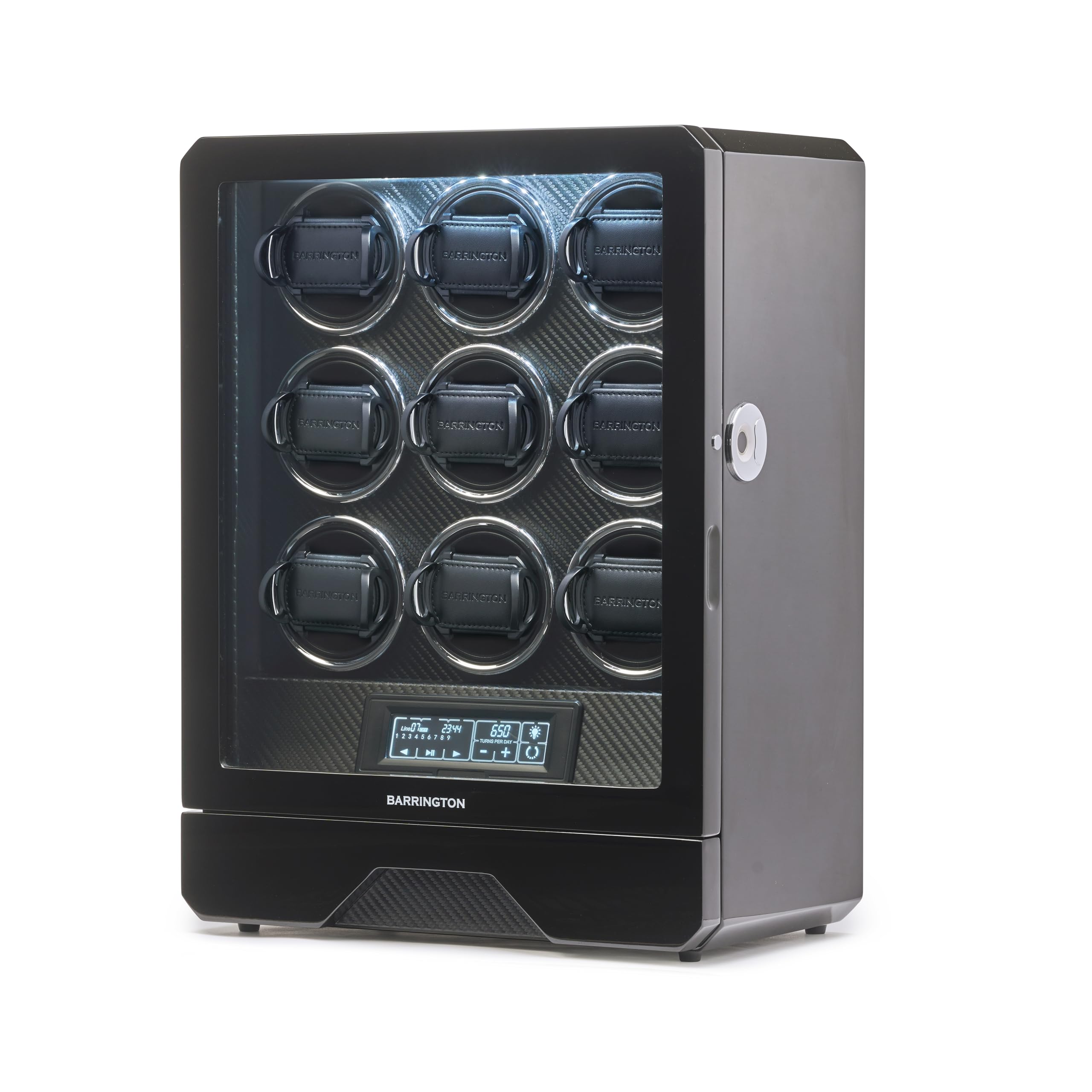 BARRINGTON Remontoir Automatique pour 9 Montres, boîte de Remontoir de Montre de qualité supérieure, Moteur Super Silencieux, Adaptateur Secteur