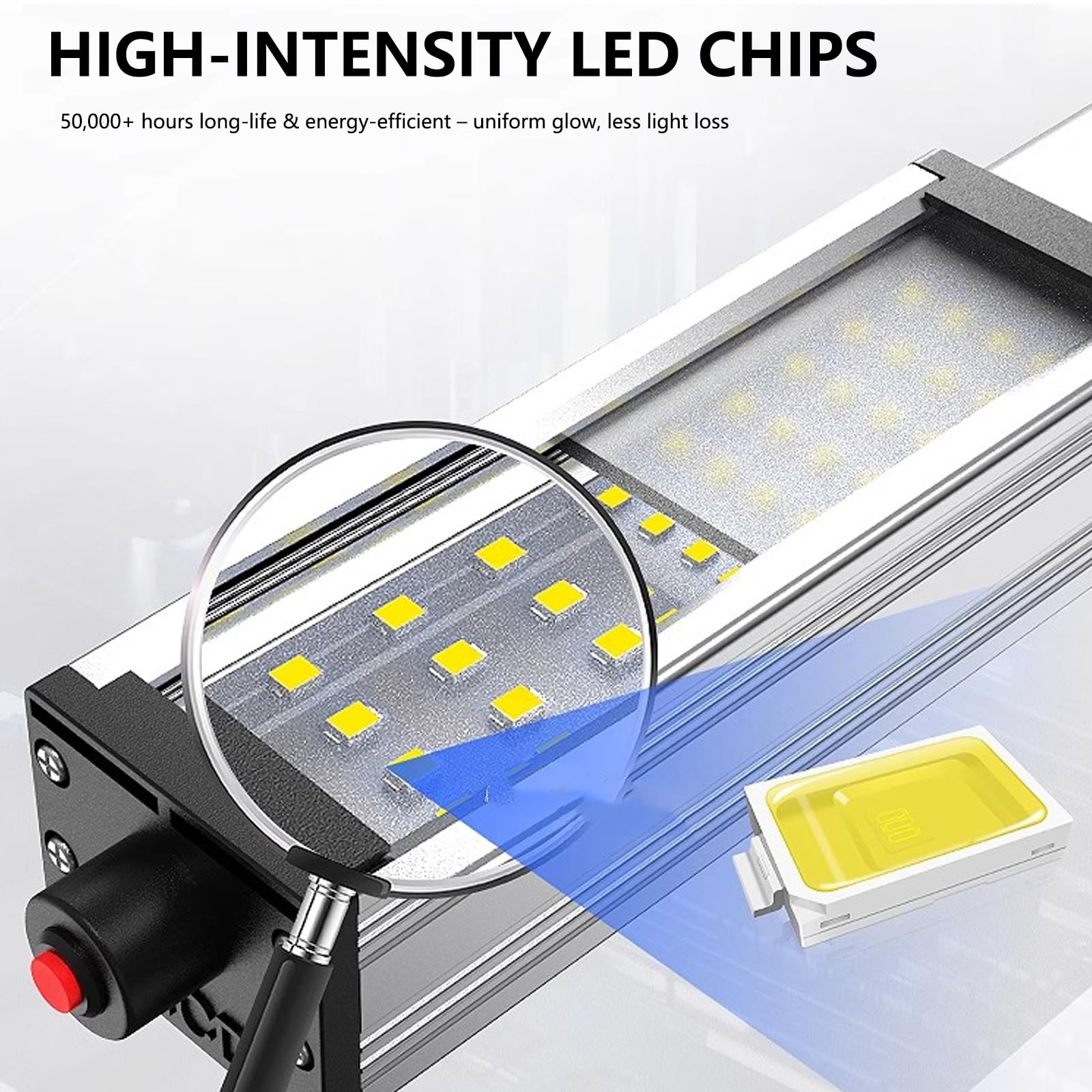 Lampada Tubolare Flessibile for Macchine - Antiesplosivi IP66 e Impermeabile for tornio CNC, fresatrici, Trapani | Tensione Universale 110-220V, Efficienza 120 lm/W(Vertical,32W)