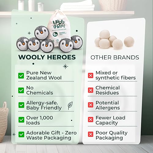 Miniatura 7 de No más hojas de secadora! Bolas de lana reutilizables para secadora XL, paquete de 6 unidades, reduce la estática, reduce el tiempo de secado y