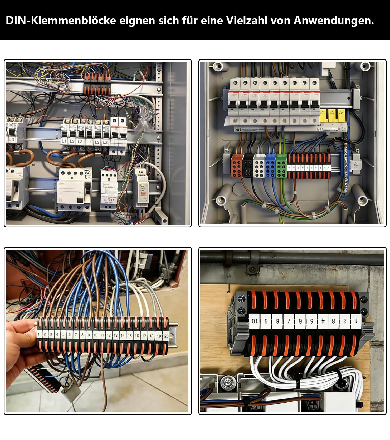 PCT-211 Lot de 60 repartiteur bornier electrique rail din 0,08 à 4 mm² bornier rail din Bornes de raccordement electrique enfichables, Bornes électriques pour un câblage rapide