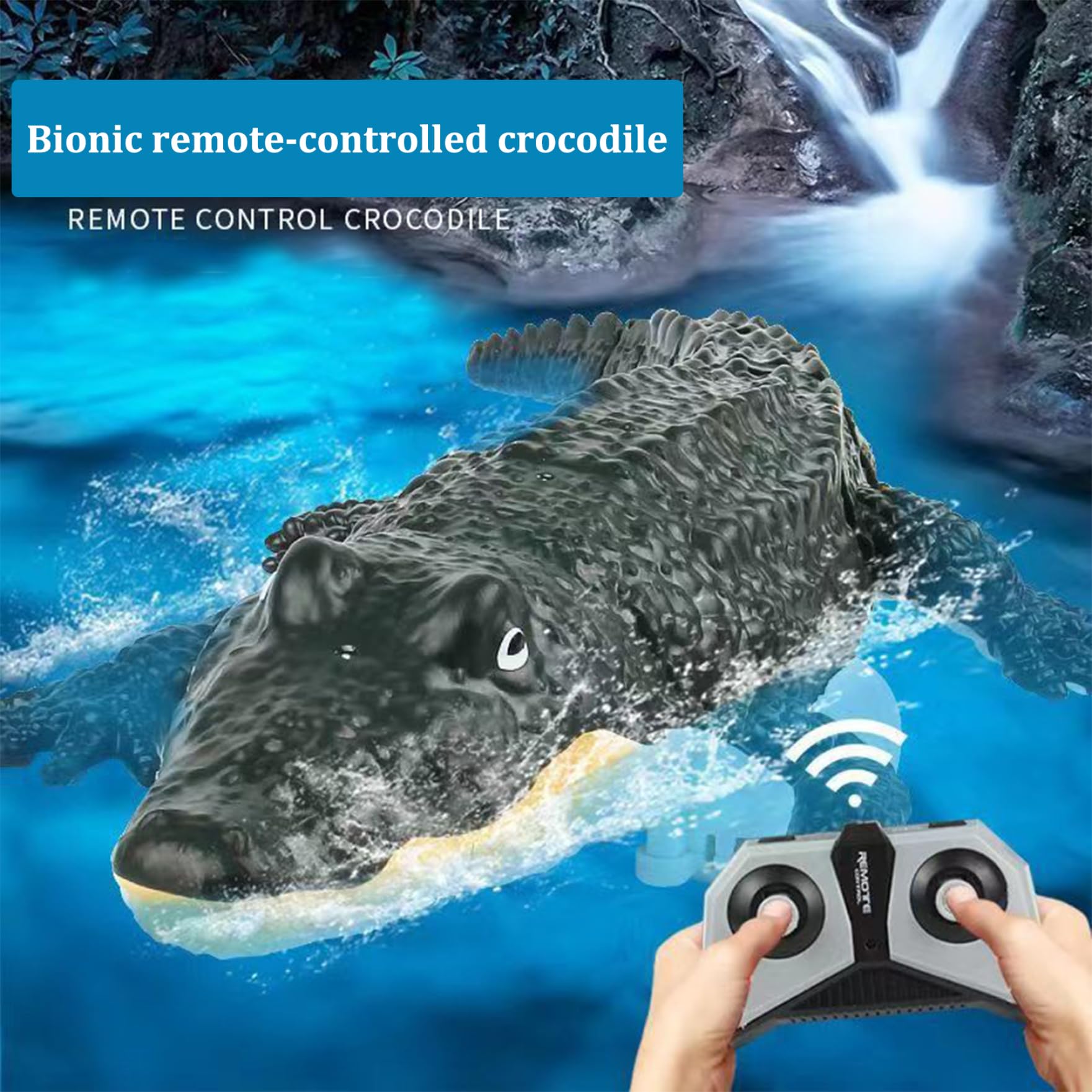 Alligatore telecomandato, Doppia da 2, 4 GHz, Coccodrillo RC da Piscina Realistico, Giocattoli Acquatici Ricaricabili Impermeabili