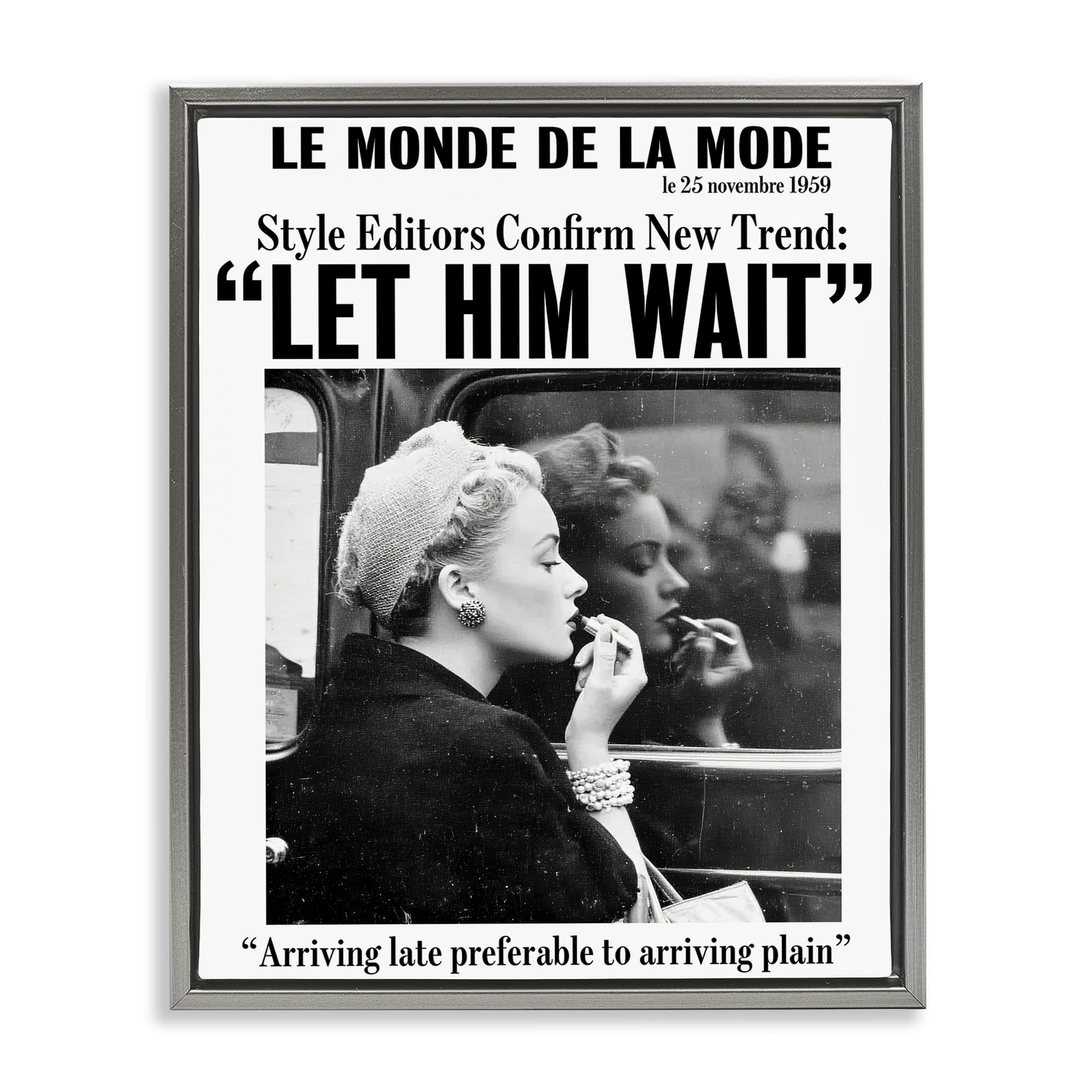 Stupell Industries 'Let Him Wait Advice', Floating Frame Canvas Art, Gray, 25 x 31 Inches, Easy to Hang and Sturdy, Made in USA, by Annabelle Hall