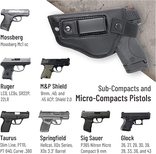 Miniatura 12 de Funda para pistola IWB de PH – Material suave de transporte oculto Interior suave Compatible con M&P Shield 0.354 in.40.45 Auto/Glock 19 26 27