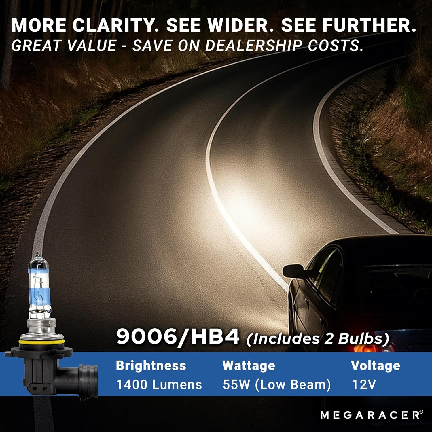 Premium OEM 9006/HB4 Halogen Headlight Bulbs (Low Beam) - Street-Legal & DOT Compliant for On-Road Use, Automotive Head Light Replacement for Car, 12V 55W, Plug & Play, Pack of 2 - Made in Korea
