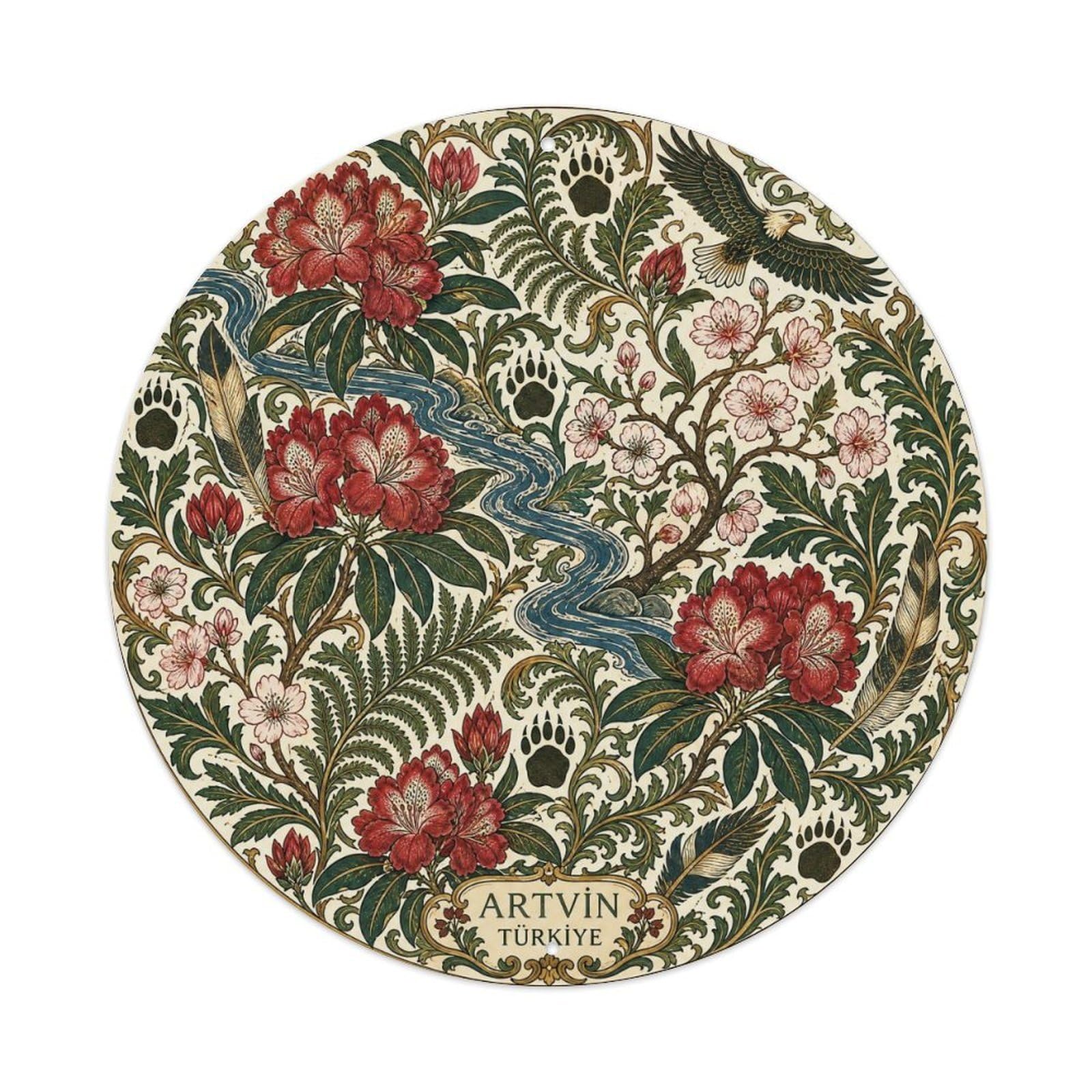 Artvin Turkey Floral Heritage Botanical Motif Metal Tin Sign