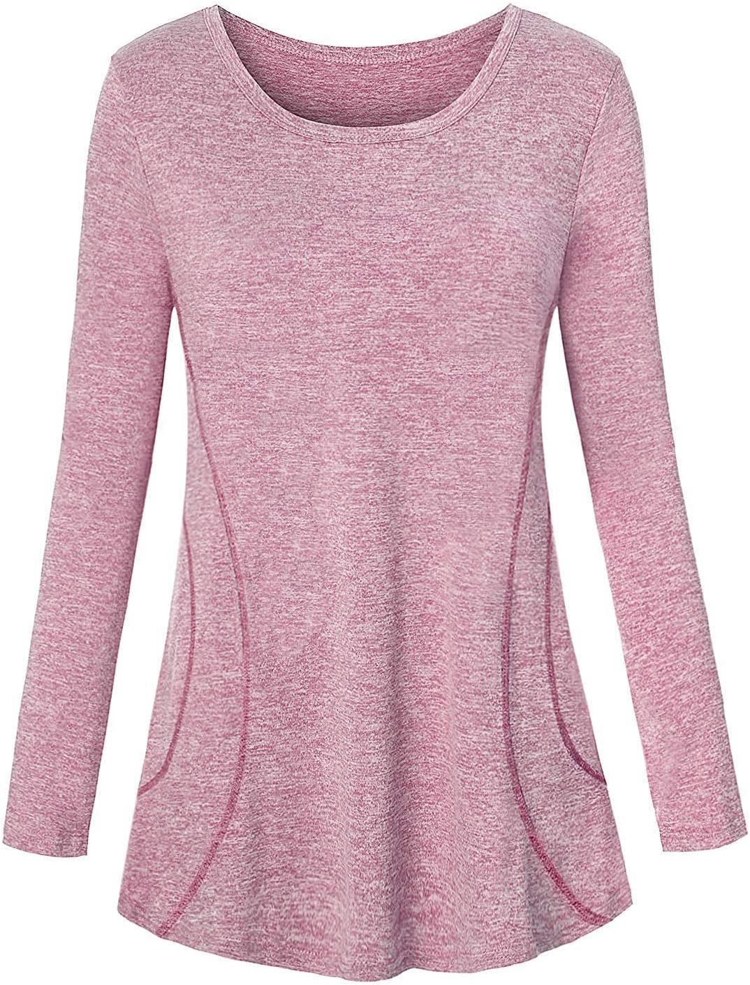 Womens Yoga Running Tops Long Sleeve Crew Neck Casual Loose Gym Shirts
