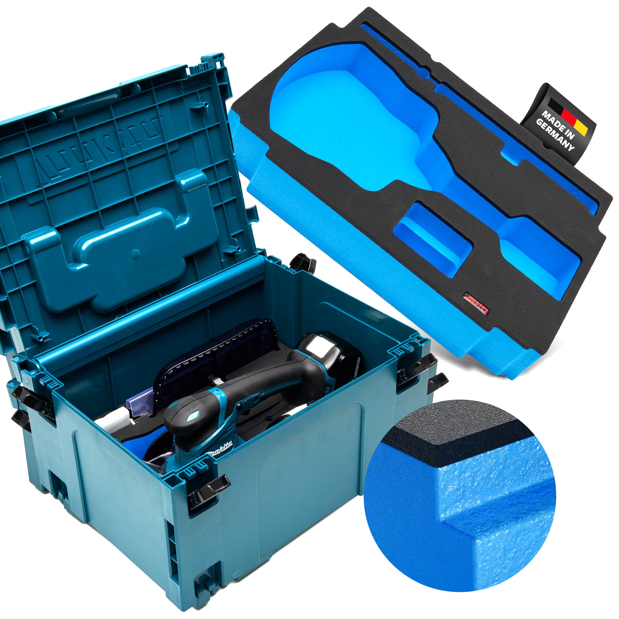 APTEX Schaumeinlage für Makita DUM 604 Akku‑Grasschere – Polstereinlage & Schaumstoffpolsterung für MakPac Gr. 3‑4 und Makita Zubehör
