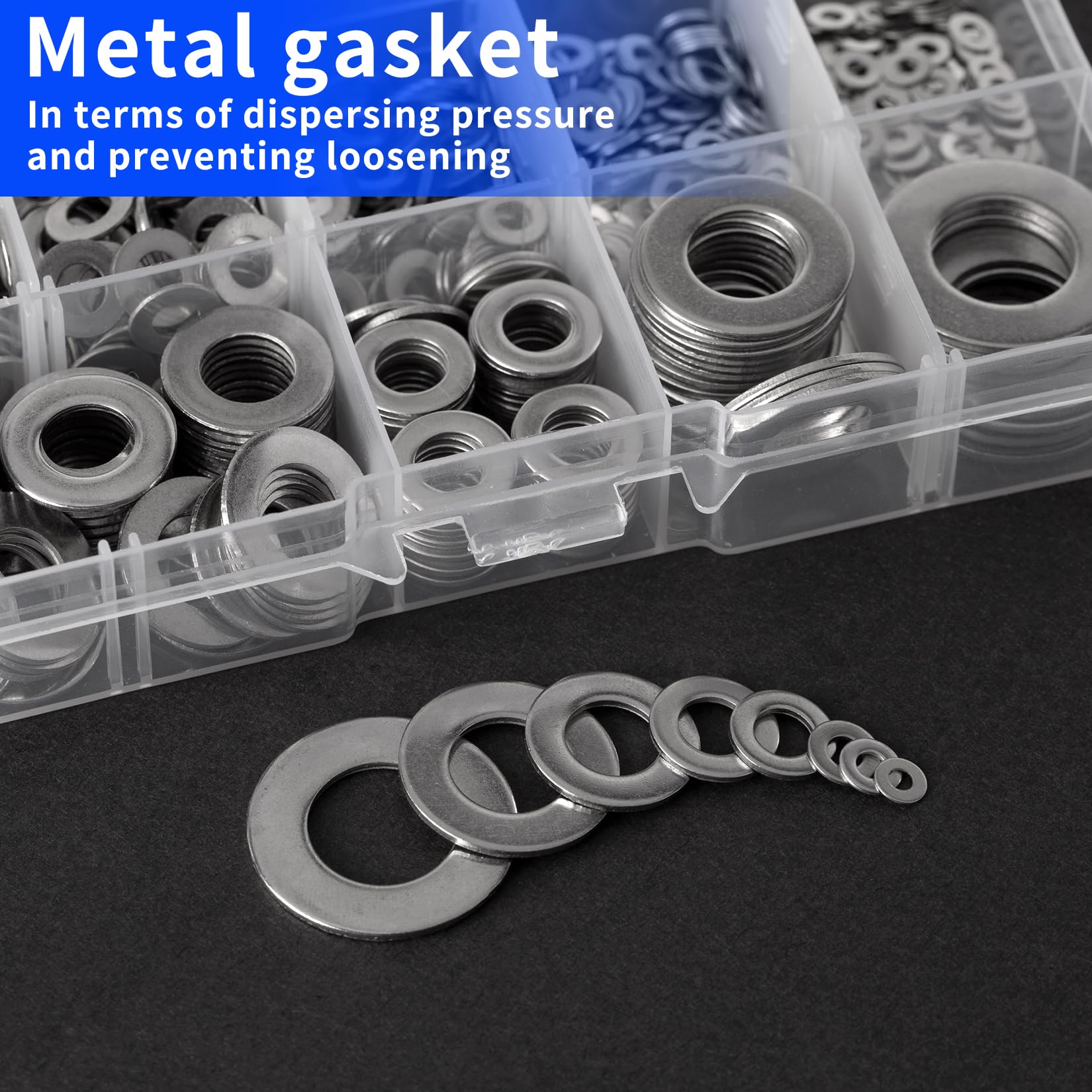 760 Pz Kit di Rondella Inox, Kit Rondelle Piatte Set, Rondelle Acciaio Inox per Viti, Rondella Metalliche Assortimento, rRondelle Piatte in Acciaio Inossidabile, M2 M2.5 M3 M4 M5 M6 M8 M10 M12