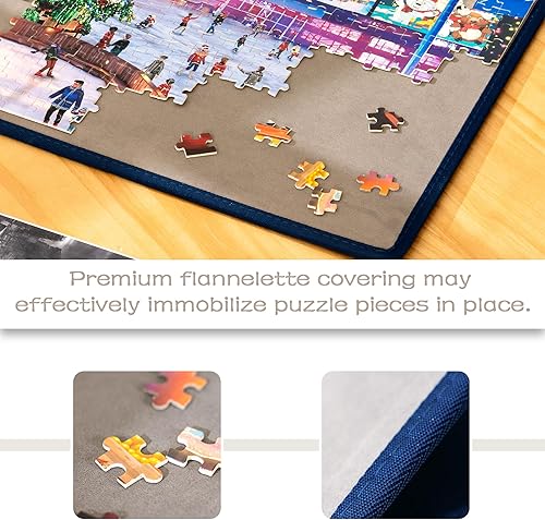 Miniatura 5 de Tektalk Tablero de rompecabezas plegable con 6 bandejas de clasificación, superficie antideslizante, hasta 1000 piezas (gris)