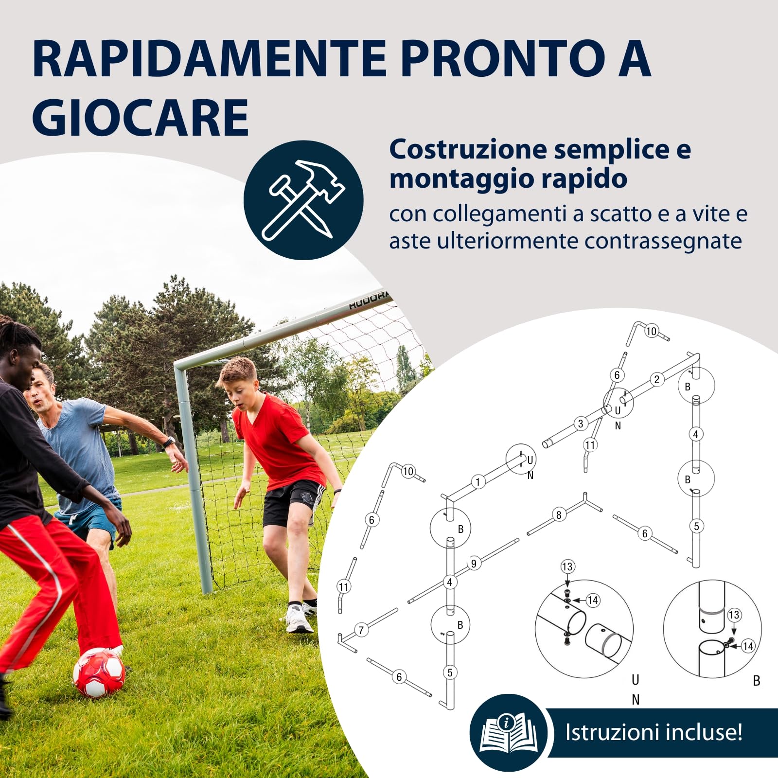 HUDORA Porta Calcio Expert calcio porta resistente all'acqua stabile rete fitta