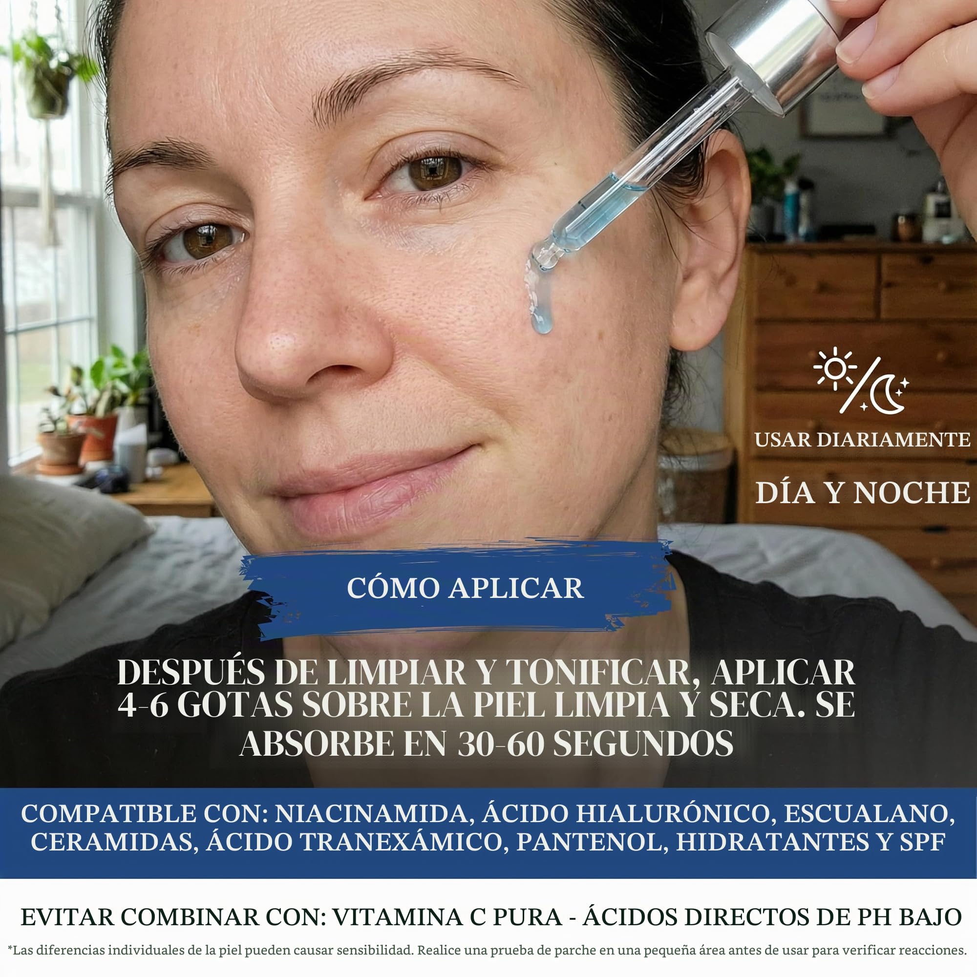 Suero de Péptidos de Cobre para la Cara, Suero de Péptido de Cobre GHK con Niacinamida, Ácido Hialurónico y Glicerina, Suero de Cobre, Complejo de Péptidos, Libre de Parabenos, 30 ml / 1 oz Líquido