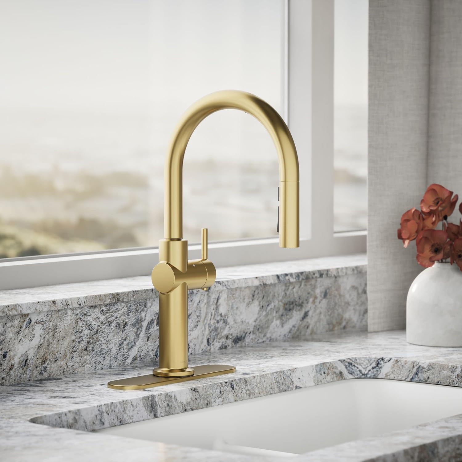 KOHLER 22974-2MB Crue Touchless Kitchen Faucet with Pull Down Sprayer, Pull Down Kitchen Faucet with Touchless Activation, Motion Sensor Faucet, Hands-Free Faucet, Vibrant Brushed Moderne Brass