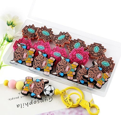 Miniatura 3 de Sunrony 15 cuentas focales de silicona, cuentas de silicona para hacer llaveros focales de silicona para bolígrafos, cuentas de silicona focales