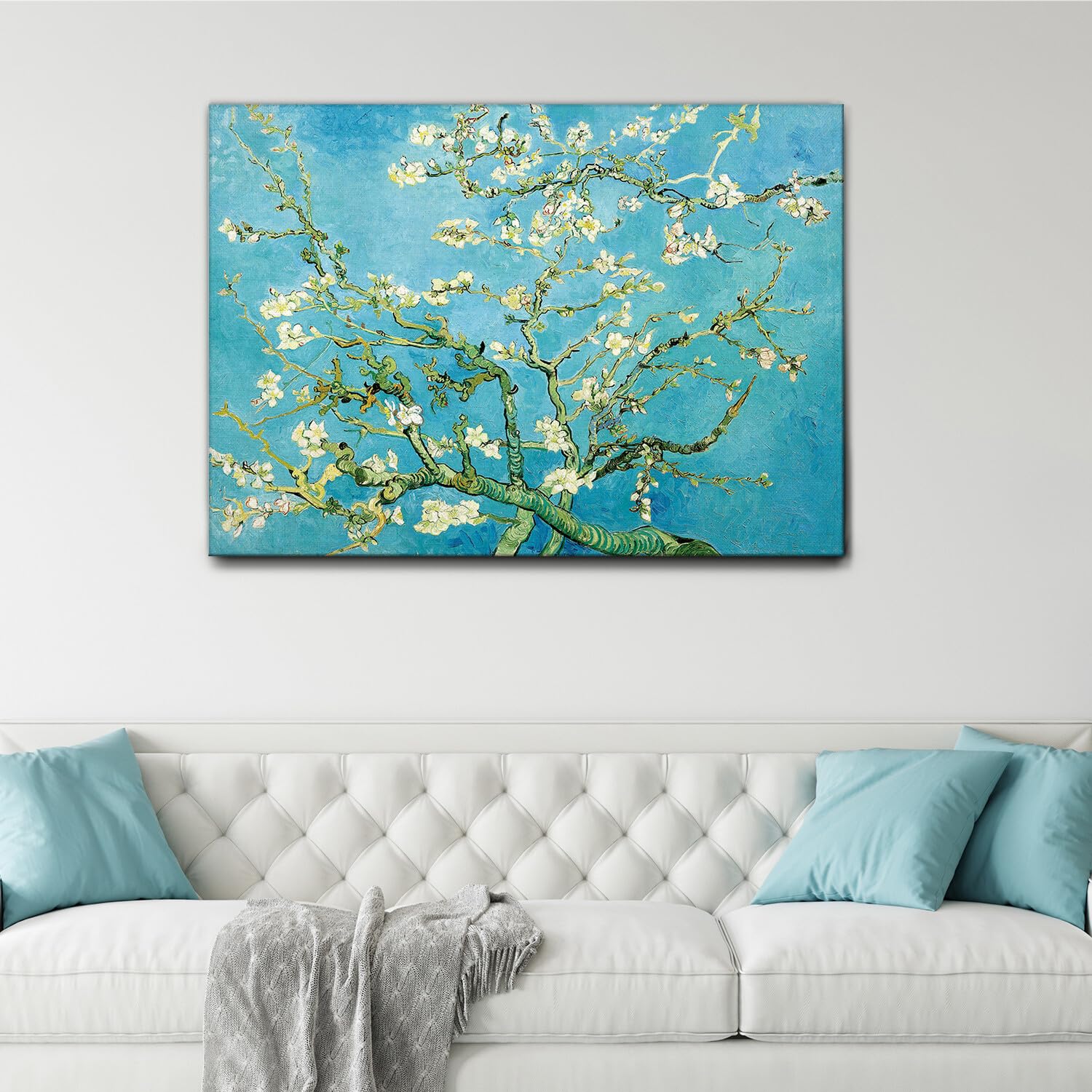 Giallobus - Gemälde - Vincent Van Gogh - Mandelblüten - Leinwand mit Standardrahmen - 140L x 100l cm - Bereit zum Aufhängen - Moderne Gemälde