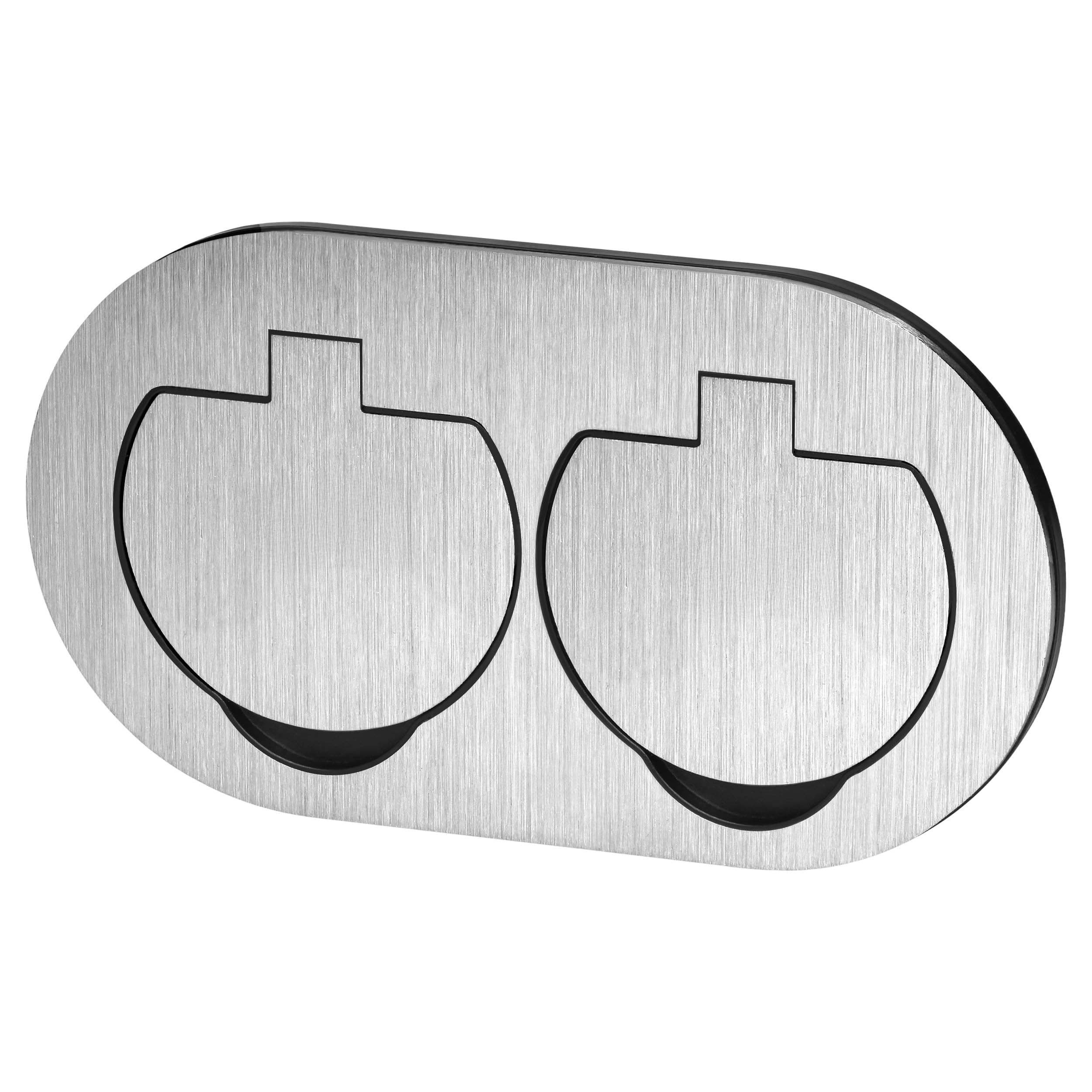 Prise Double Exterieure Etanche IP55 Encastrable Bloc Prise Encastrable Plan de Travail et Mur Double Prise Electrique avec Clapet de Protection 3680 W Type E (aluminium brossé)