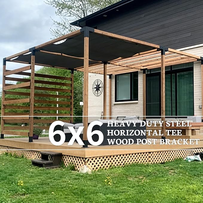 Kit de soportes para pérgola de acero pesado de 5 vías para madera de 6"x6" (real: 5,5"x5,5"), kit de hardware para pérgolas, gazebos, cubiertas, porches y cabañas, soporte elevado de madera a viga miniatura 5