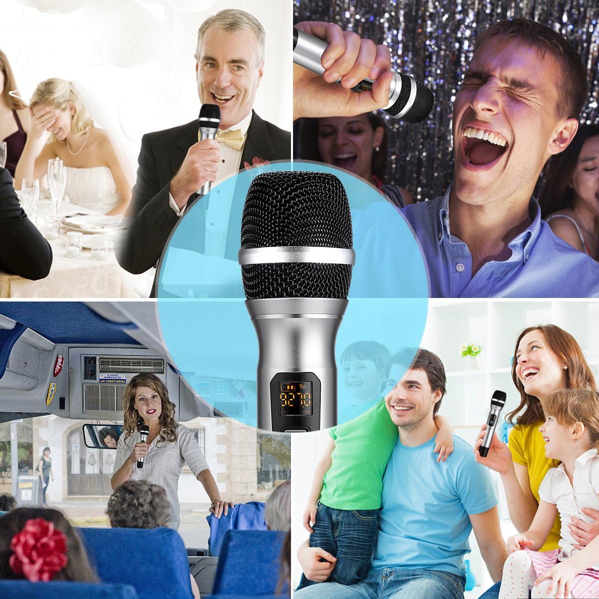 HOTEC 25 Channel UHF Handheld Wireless Microphone with Mini Portable Receiver 1/4" Output, for Church/Home/Karaoke/Business Meeting