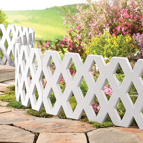 Miniatura 2 de Collections Etc - Juego de bordes de jardín para cercas de celosía 4 unidades color blanco