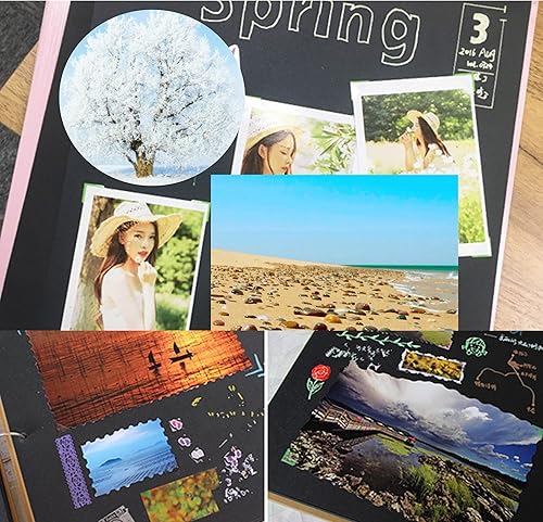 Miniatura 7 de Álbum de fotos multicolor de 6 pulgadas, páginas autoadhesivas, collage de fotos con 32 hojas para niños, álbum de recortes