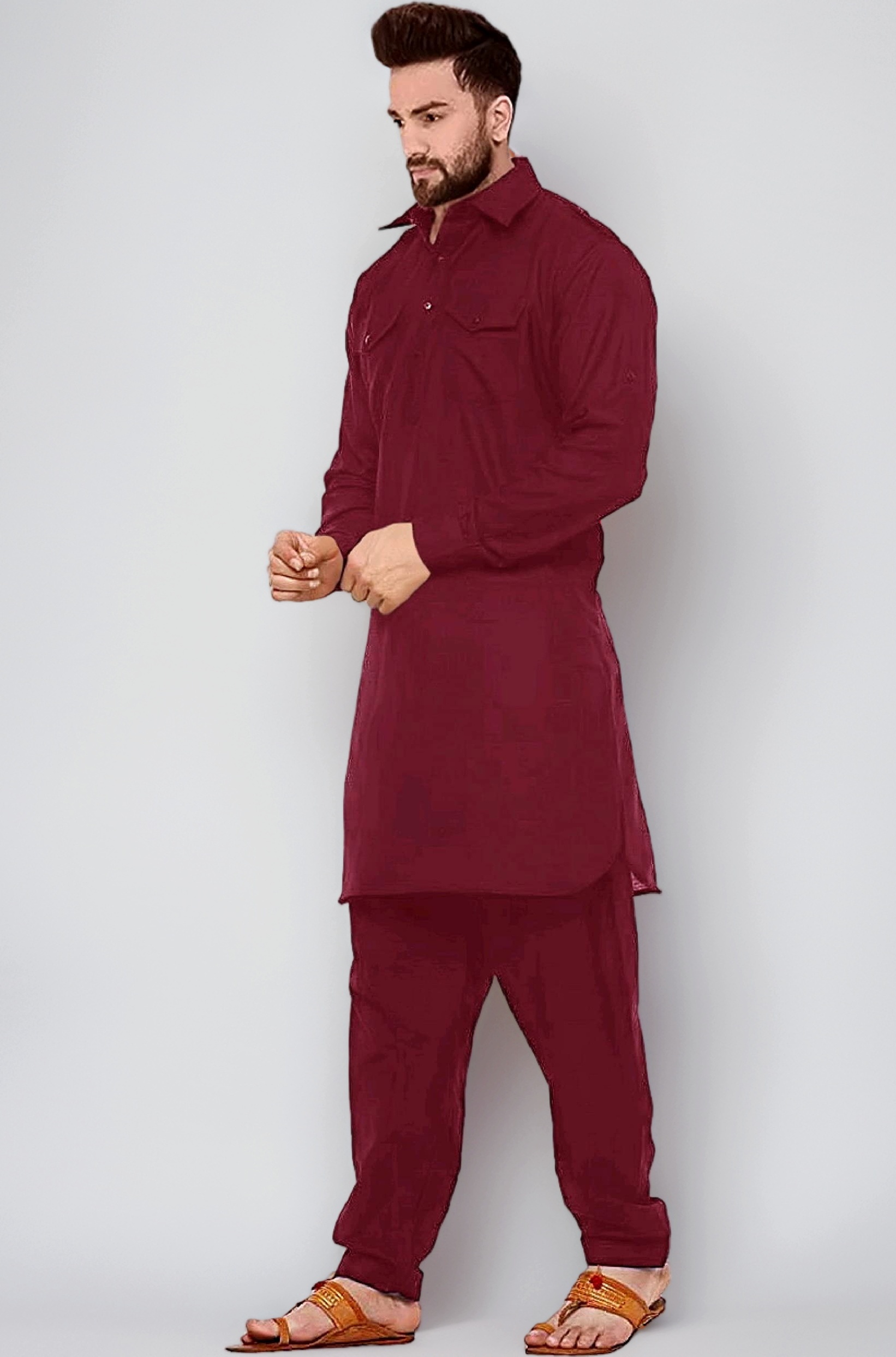 Trustous� PATHANI SUIT COTTON FOR MENS (KURTA + PYJAMA )