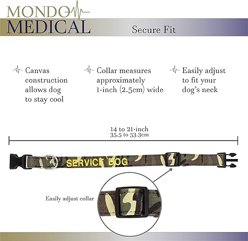 Miniatura 4 de Collar de perro de servicio de apoyo emocional, collar de perro mediano de camuflaje de 14 a 21 pulgadas para perros de tamaño mediano